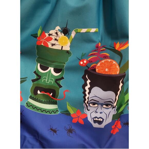 Unique Vintage Blue Tiki Monsters Gellar Swing Skirt M 6 8 NWT - Picture 4 of 4